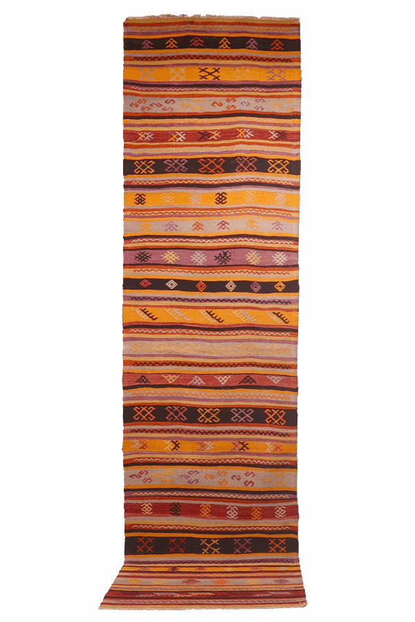 Vintage Denizli kilim from Turkey. 330x86 cms - Image 8