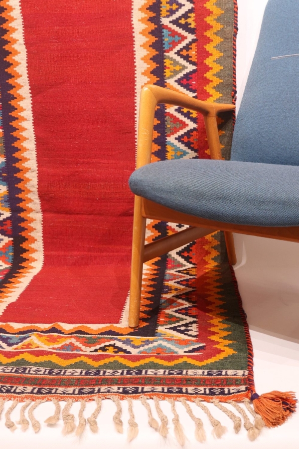 Vintage Qashqai kilim from Iran. 355x100 cms - Image 5