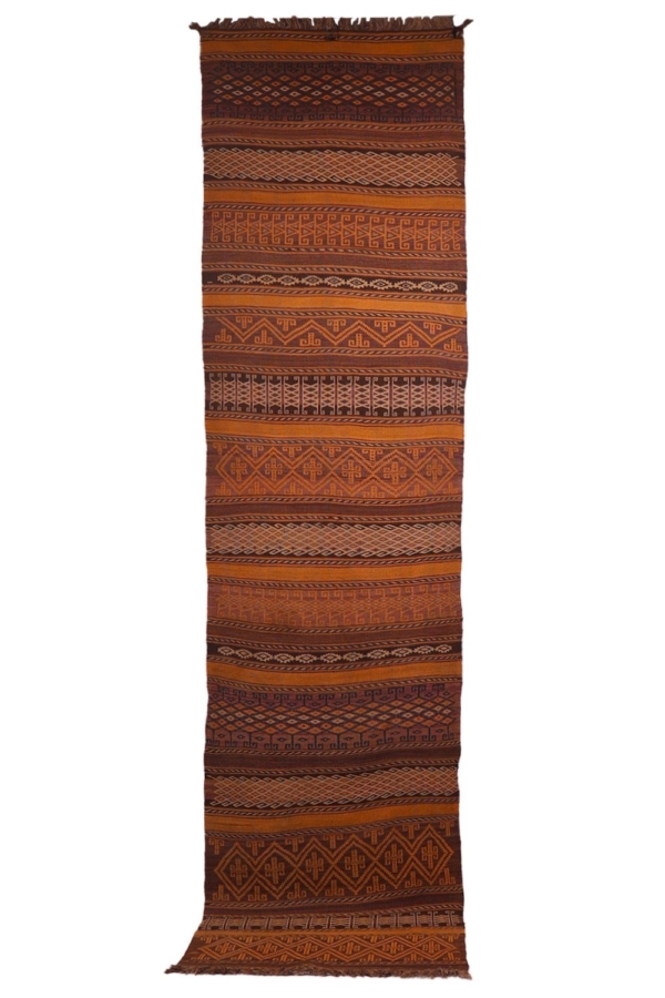Kilim semi antiguo Aimaq Baluch, Afganistán. 335x83 cms - Imagen 2