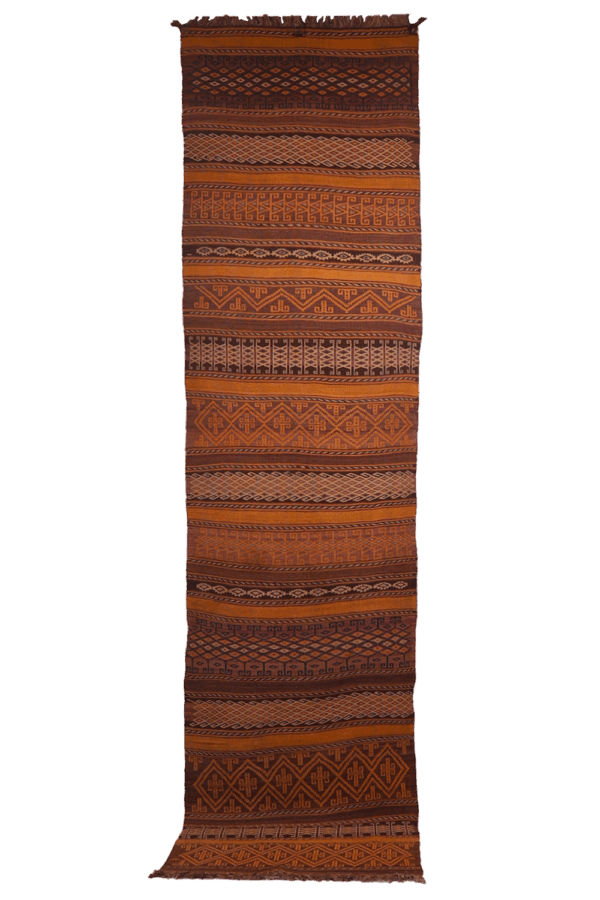 Kilim semi antiguo Aimaq Baluch, Afganistán. 335x83 cms - Imagen 7