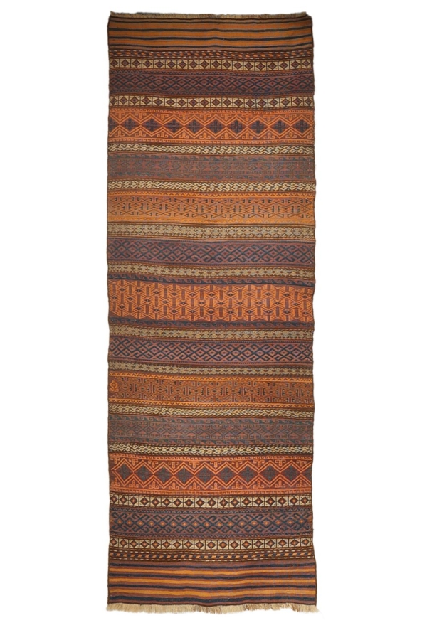 Kilim semi antiguo Aimaq Baluch, Afganistán. 268x88 cms - Imagen 2