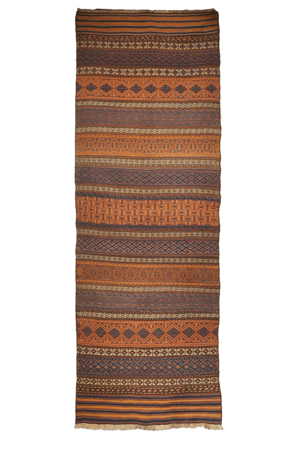 Kilim semi antiguo Aimaq Baluch, Afganistán. 268x88 cms - Imagen 10