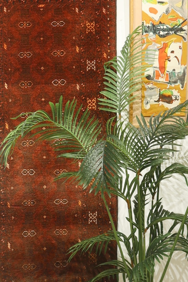 Alfombra vintage turcomana, Afganistán. 280x86 cms