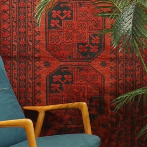 Alfombra semi antigua Turcomana Ersari, Afganistán. 309x95 cms