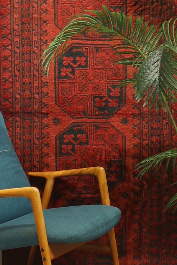 Alfombra semi antigua Turcomana Ersari, Afganistán. 309x95 cms