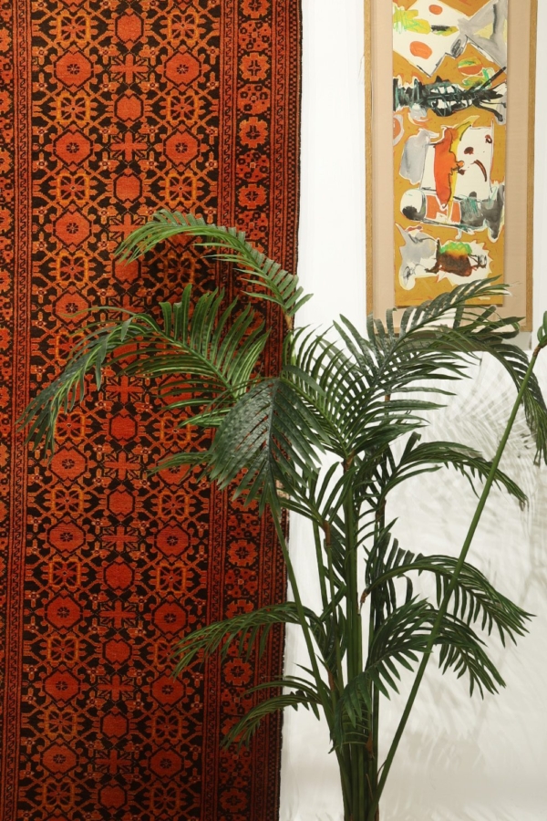 Alfombra vintage turcomana, Afganistán. 292x80 cms