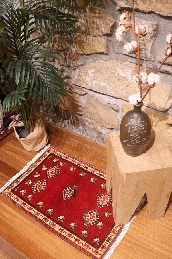 Alfombra vintage Qashqai, Irán. 76x52 cms