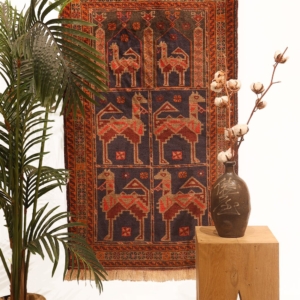 Alfombra vintage Baluch, Afganistán. 127x78 cms