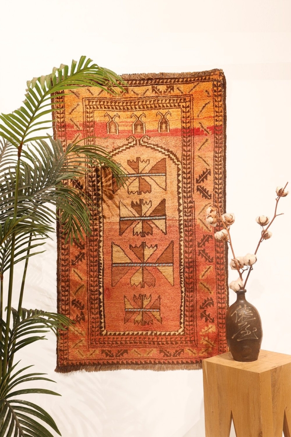 Alfombra de oración vintage Baluch, Afganistán. 128x78 cms