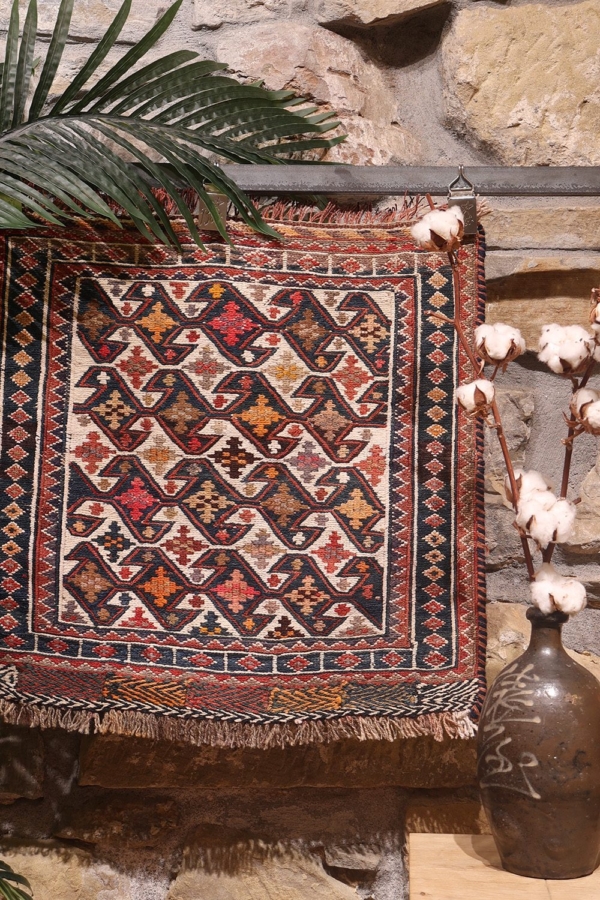 Kilim semi antiguo Qashqai, Irán. 57x60 cms - Imagen 9