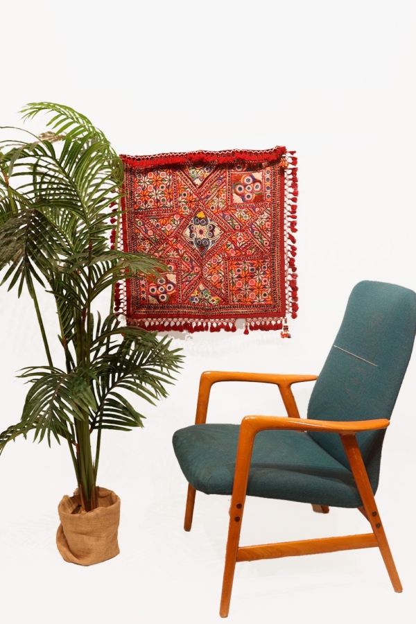 Vintage textile from India. 60x60 cms - Image 3