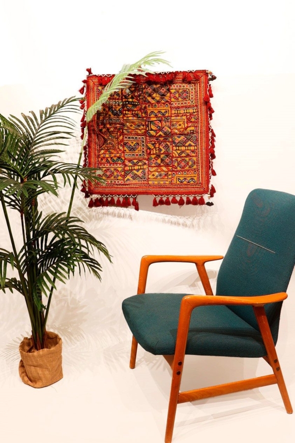 Textil vintage de India. 60x60 cms - Imagen 2