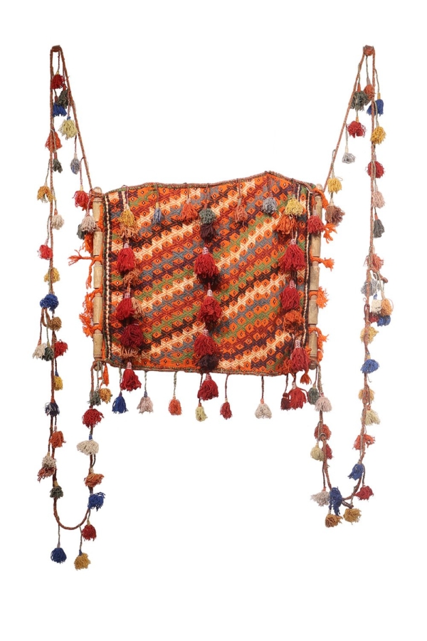 Vintage Arabic baby craddle or nanoo from Iran. 95x80 cms - Image 2