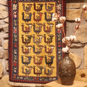 Alfombra vintage Yalameh, Irán. 93x60 cms