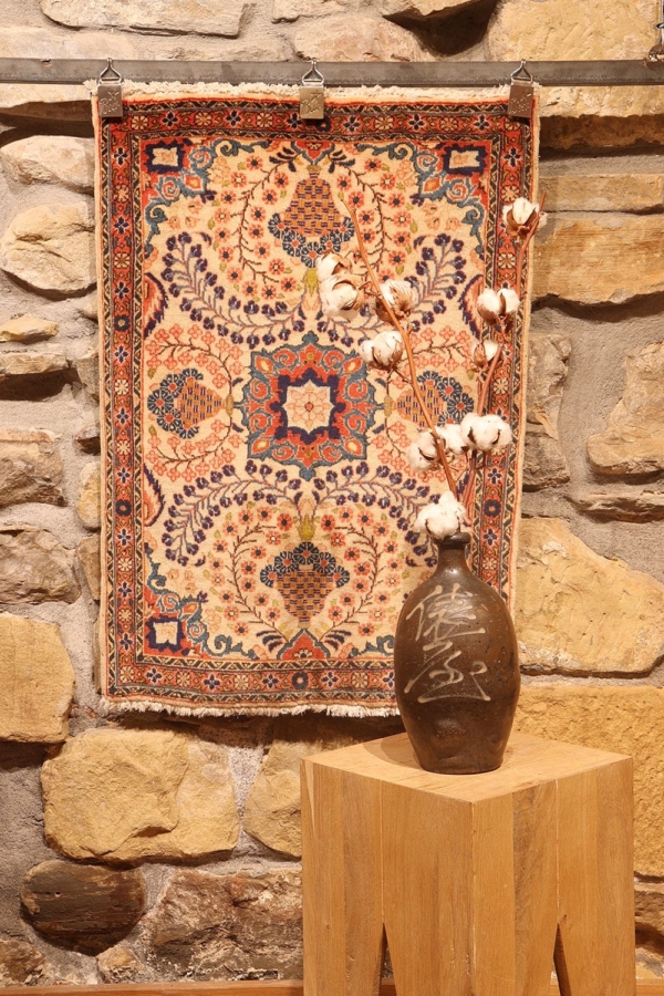 Alfombra semi antigua de Malayer, Irán. 82x60 cms