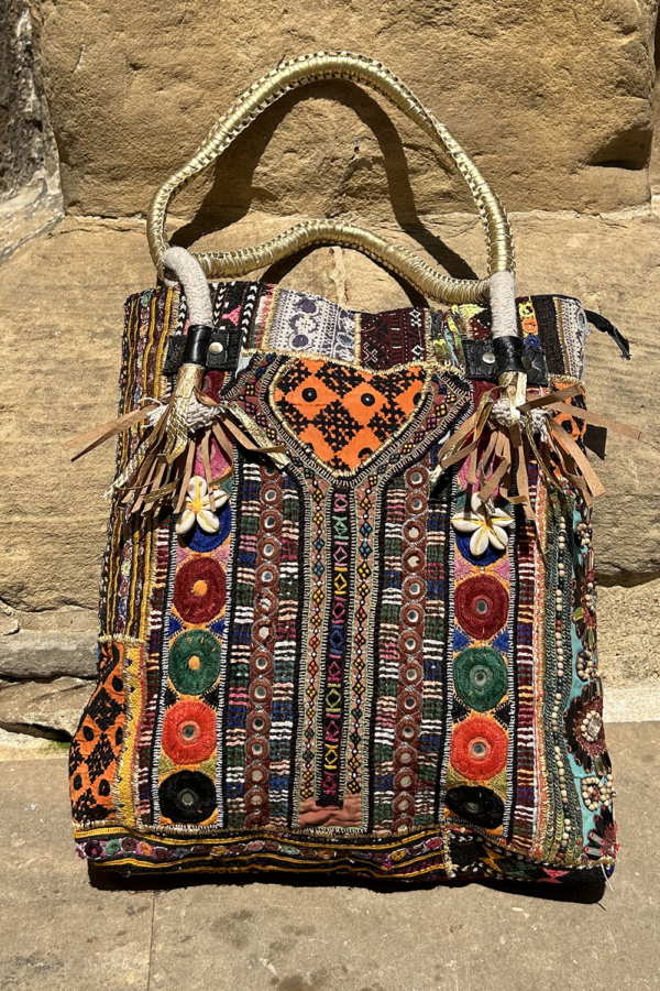 Vintage embroidered Gujarati bag from India.