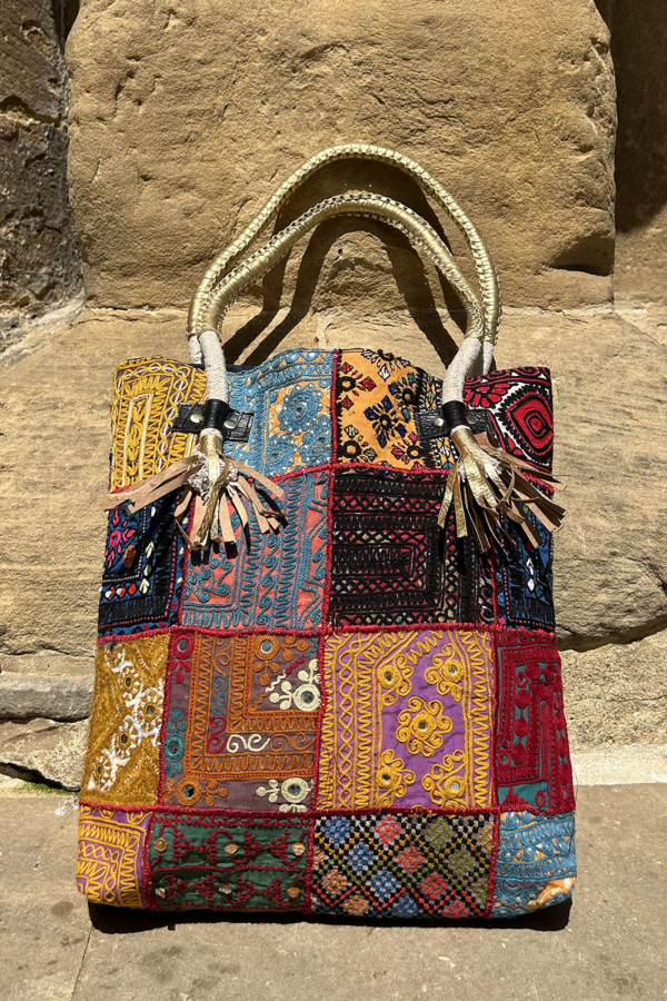 Vintage embroidered Gujarati bag from India