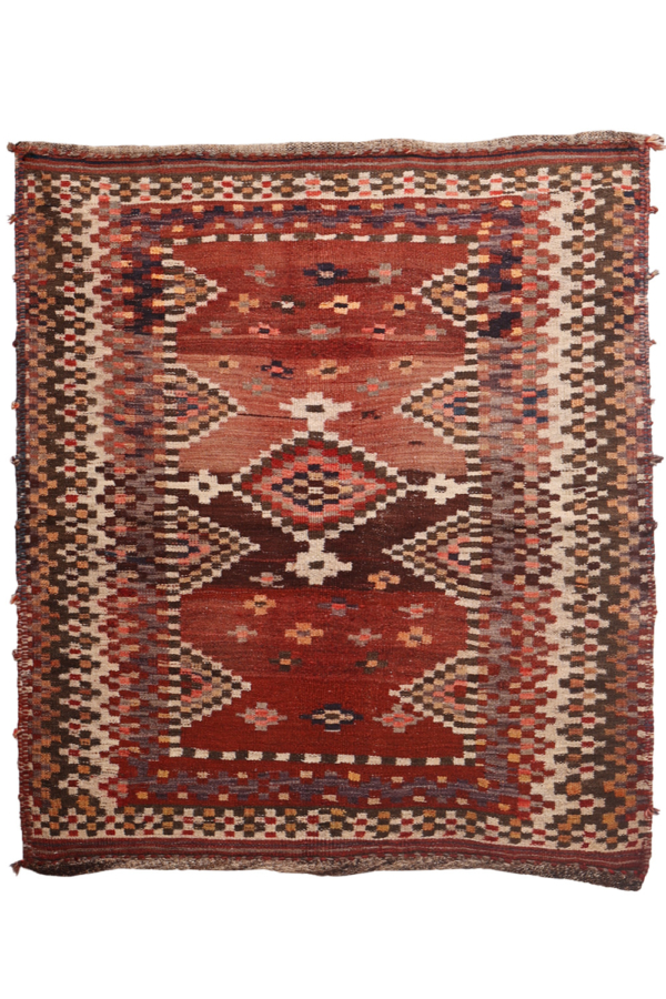 Kilim sofreh semi antiguo Bakhtiari, Irán. 122x110 cms - Imagen 2