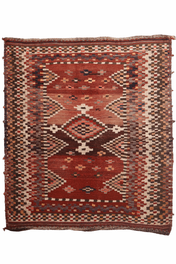 Kilim sofreh semi antiguo Bakhtiari, Irán. 122x110 cms - Imagen 5