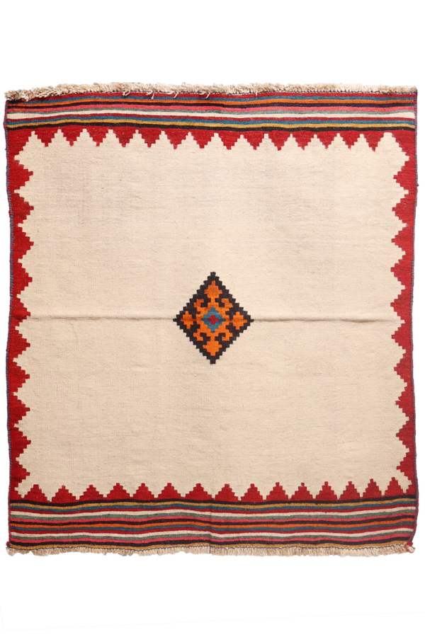 Kilim sofreh vintage Qashqai, Irán. 126x108 cms - Imagen 2
