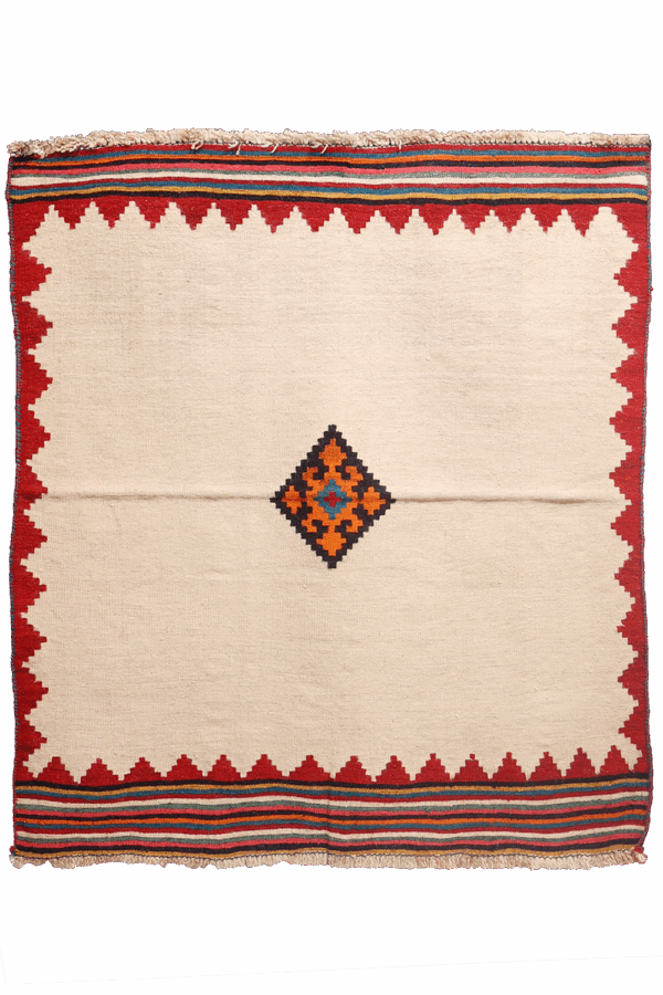 Kilim sofreh vintage Qashqai, Irán. 126x108 cms - Imagen 5