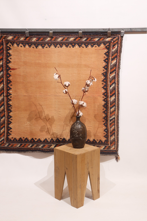 Semi-antique Afshar sofreh or kilim from Iran. 112x118 cms