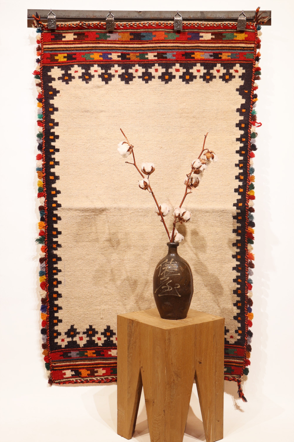 Kilim sofreh vintage Qashqai, Irán. 144x81 cms