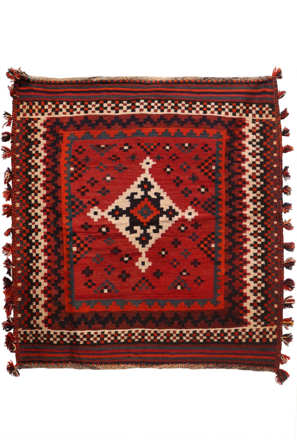 Kilim sofreh árabe semi antiguo, Irán. 142x132 cms - Imagen 2