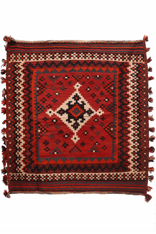Kilim sofreh árabe semi antiguo, Irán. 142x132 cms - Imagen 5