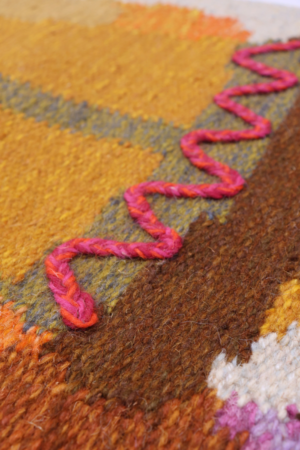 Kilim o Rölakan vintage Ingered Silow, Suecia. 85x55 cms - Imagen 3