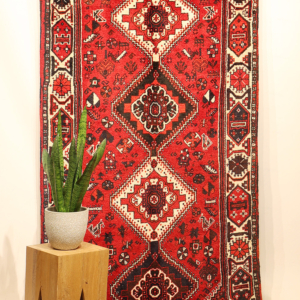 Alfombra vintage Qashqai, Irán. 331x110 cms