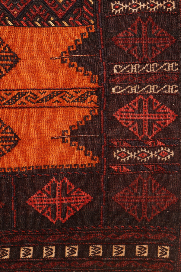 Kilim dasterkhan semi antiguo Baluch, Afganistán. 143x89 cms - Imagen 4