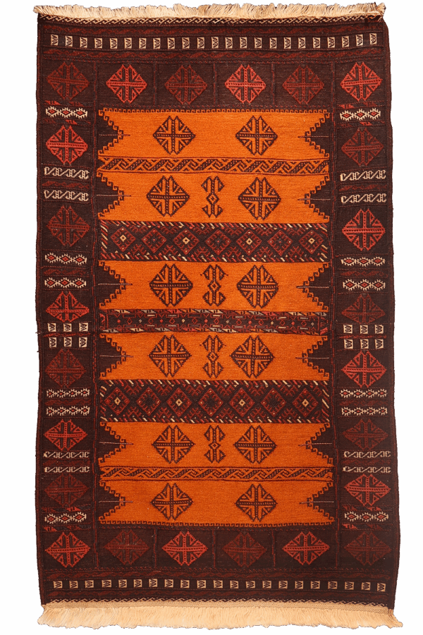 Kilim dasterkhan semi antiguo Baluch, Afganistán. 143x89 cms - Imagen 6