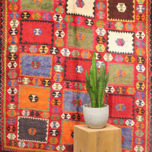 Alfombra vintage Qashqai, Irán. 253x134 cms