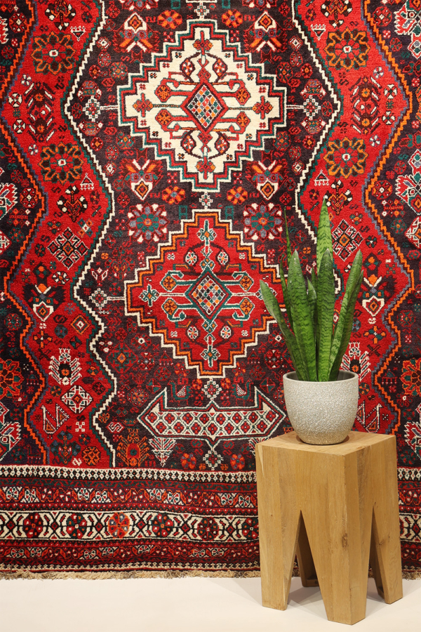 Alfombra vintage Qashqai, Irán. 296x204 cms