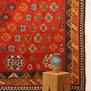 Kilim antiguo Qashqai, Irán. 296x168 cms
