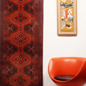 Alfombra pasillera vintage turkomana. 277x85 cms