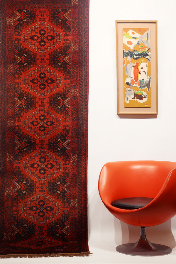 Alfombra pasillera vintage turkomana. 277x85 cms