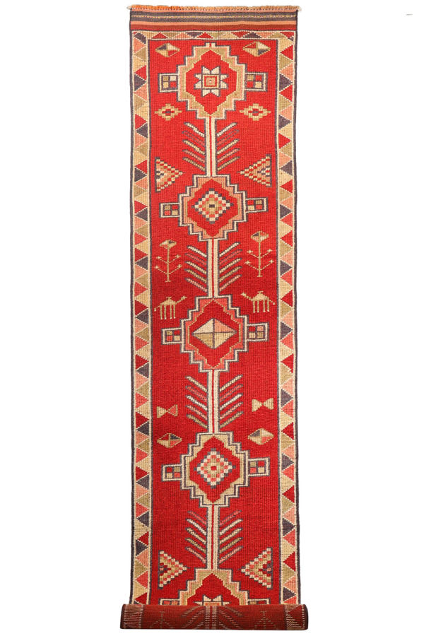 Alfombra de pasillo vintage kurda Herki, Irak. 408x80 cms - Imagen 2