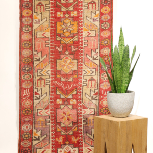 Alfombra pasillera vintage Herki kurda, Irak. 385x73 (81) cms