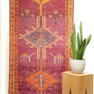 Vintage Herki Kurdish runner from Iraq. 322x91 cms