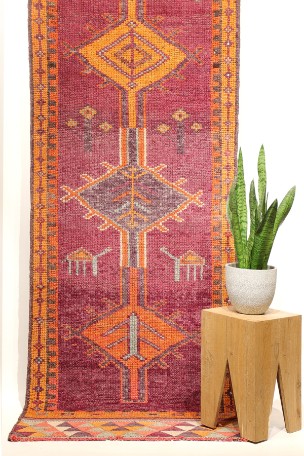 Alfombra pasillera vintage Herki Kurda, Irak. 322x91 cms