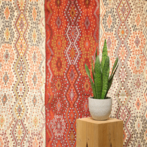 Semi-antique Elbistan kilim from Turkey. 298x150 cms