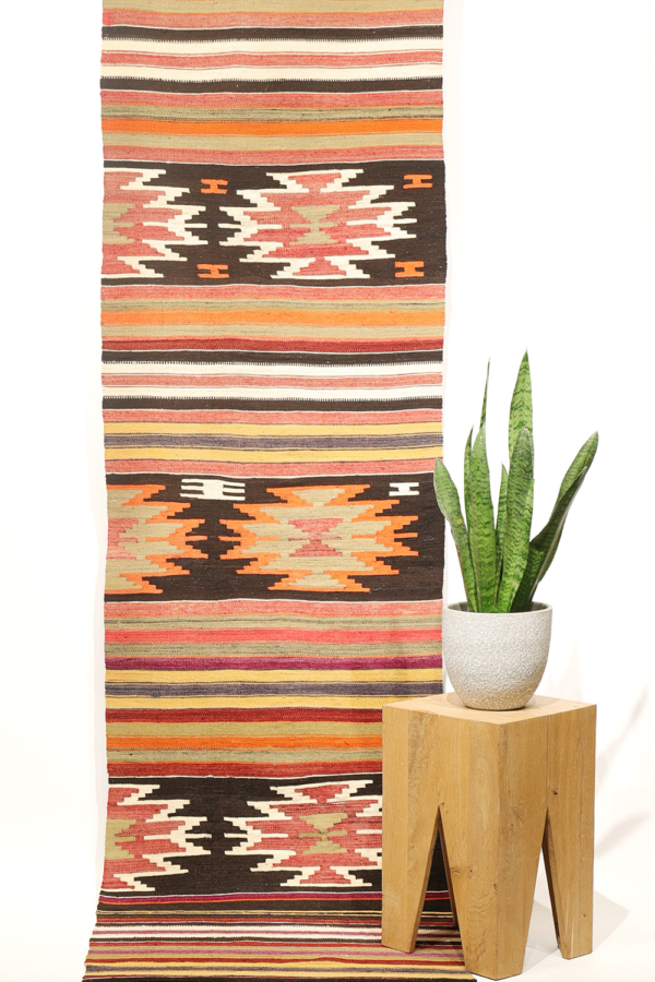 Vintage Acipayam kilim runner from Turkey. 243x70 cms