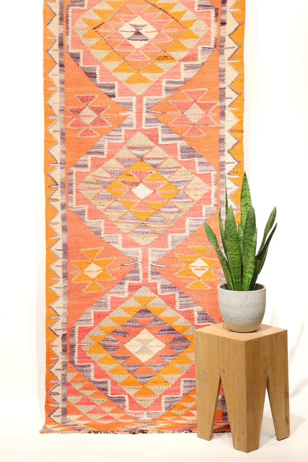 Vintage Herki Kurdish runner from Iraq. 300x87 cms