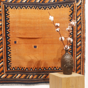 Semi-antique Afshar sofreh kilim from Iran. 115x115 cms