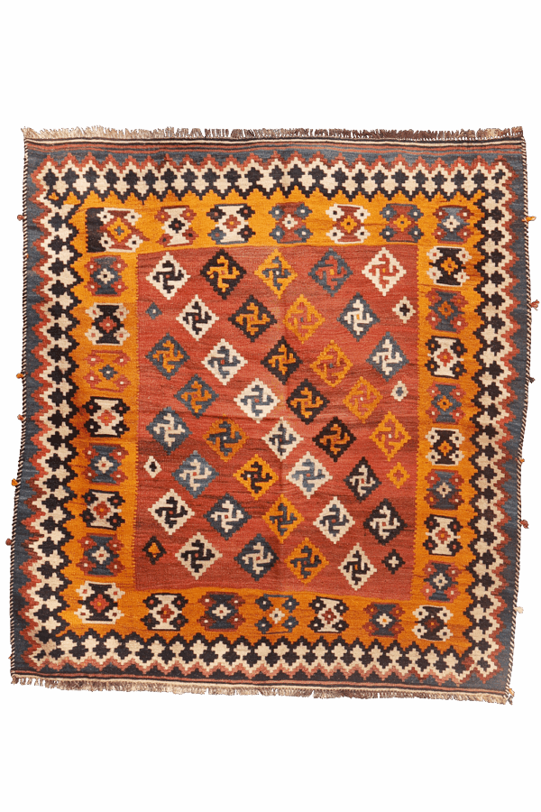 Semi-antique Qashqai kilim from Iran. 170x156 cms - Image 6