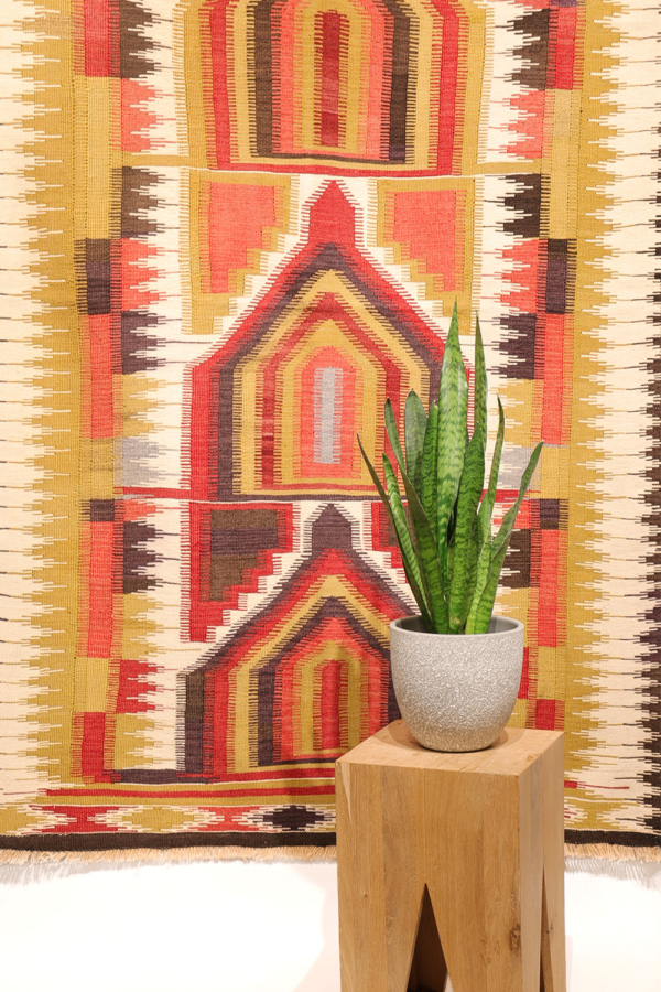 Semi-antique Karapinar prayer kilim from Turkey. 188x128 cms