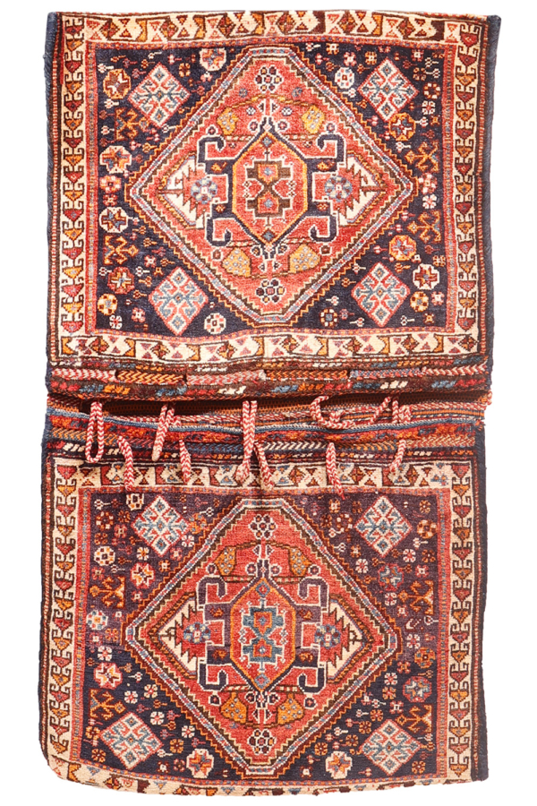 Alforja o khorjin antiguo Qashqai, Irán. 116x64 cms