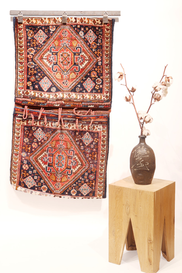 Alforja o khorjin antiguo Qashqai, Irán. 116x64 cms - Imagen 3